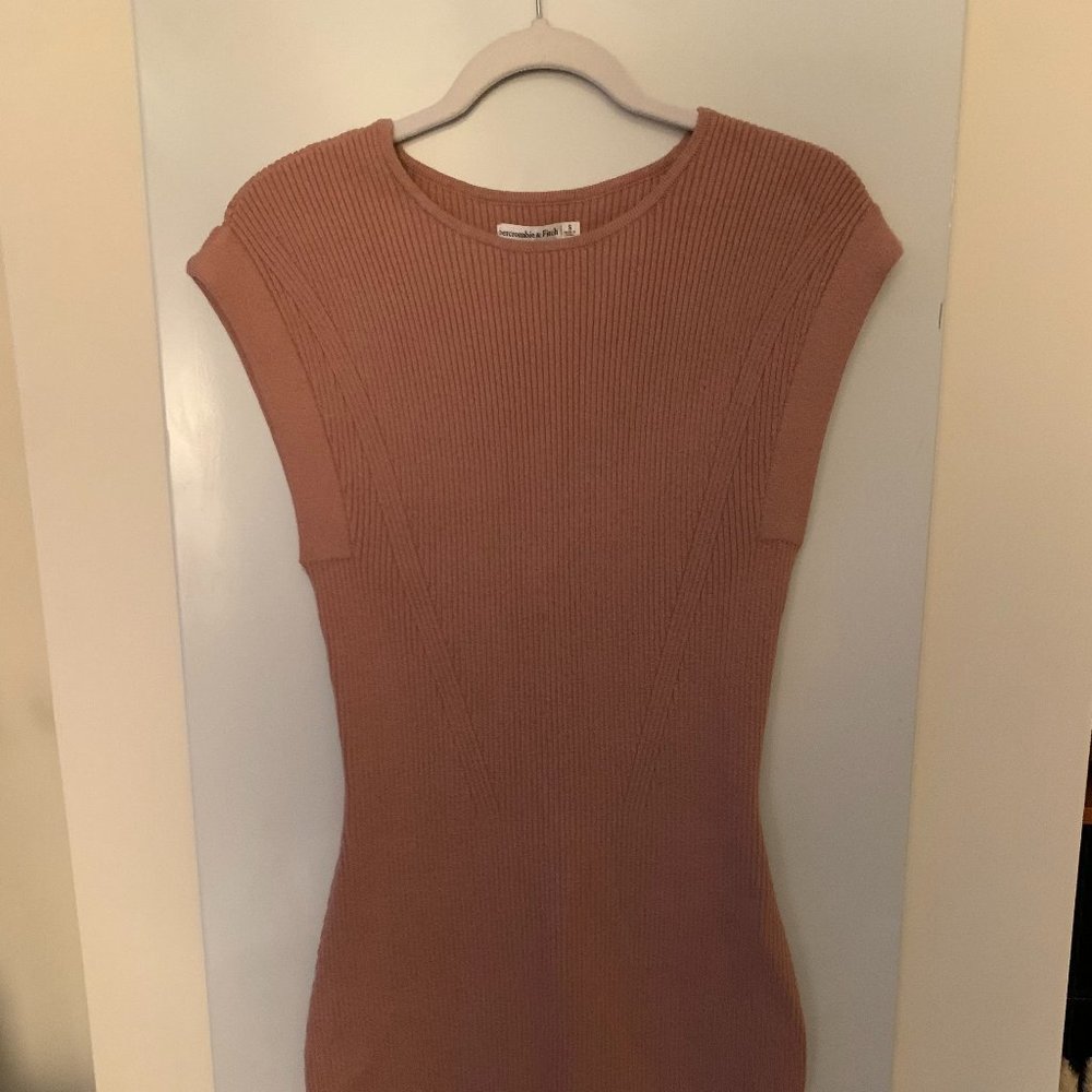 Tan Cotton Ribbed Dress